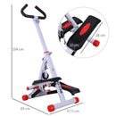 HOMCOM Foldable Stepper Adjustable Step Machine w/ Handlebar LCD Display, Red