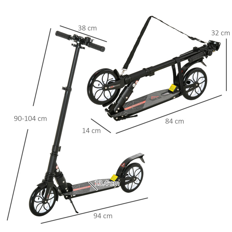 HOMCOM Folding Kick Scooter Hight-Adjustable w/ Rear Brake & Double Shock Black