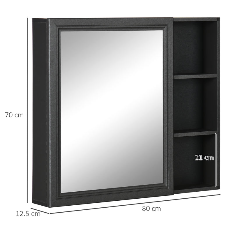 kleankin Bathroom Cabinet Wall Mounted Storage Organiser w/ Mirrored Door Grey