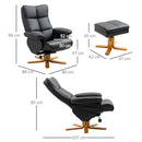 HOMCOM Recliner Chair and Footstool PU Leather Wooden Base Black