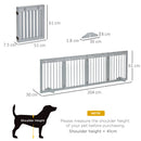 PawHut Pet Gate 4 Panel Wooden Dog Barrier Folding Fence w/ Support Feet