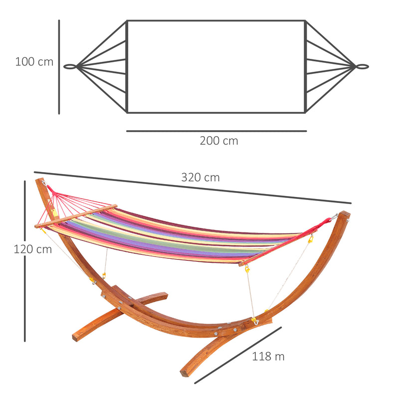 Outsunny Garden Outdoor Patio Wooden Frame Hammock Arc Stand Sun Swing Bed Seat