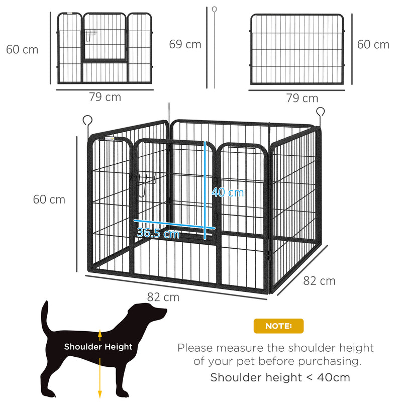 Pawhut Metal Pet Playpen Dog Kennel w/Door Latches In/Outdoor Use 82Lx82Wx60Hcm