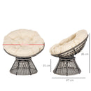 Outsunny 360° Swivel Rattan Papasan Moon Bowl Chair Round Outdoor w/ Padded