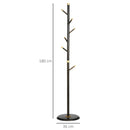HOMCOM Coat Rack Bamboo Coat Stand with Round Base for Handbags