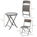 Outsunny 3PC Rattan Bistro Set Folding Rattan Chair Coffee Table Garden Outdoor