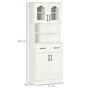 HOMCOM Kitchen Cupboard Storage Cabinet Adjustable Shelves, Countertop,White