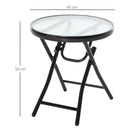 Outsunny Folding Garden Table Round Foldable Table With Safety Buckle Black