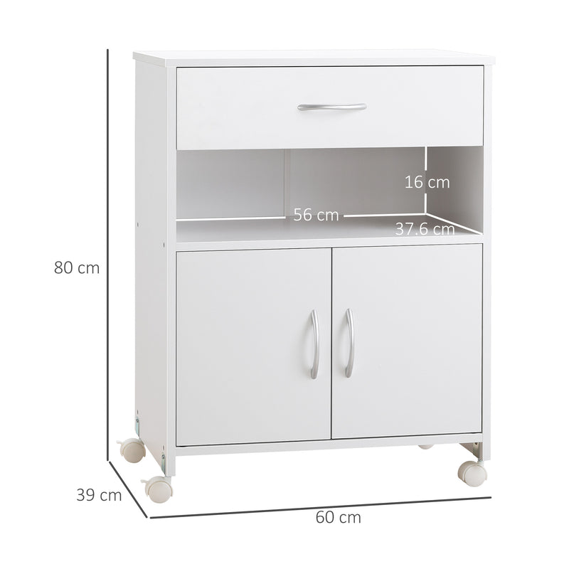 Vinsetto Mobile Printer Stand w/ Storage Shelf Universal Wheels for Home White