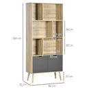 HOMCOM Freestanding Bookshelf with Bottom Cabinet and 6 Open Shelves, Natural
