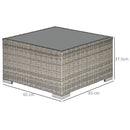 Outsunny Patio Wicker Coffee Table w/ Glass Top Suitable for Garden Backyard