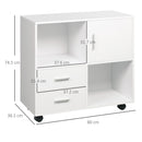 Vinsetto Printer Stand Mobile Office Storage Cabinet W/ Shelves Drawers, White