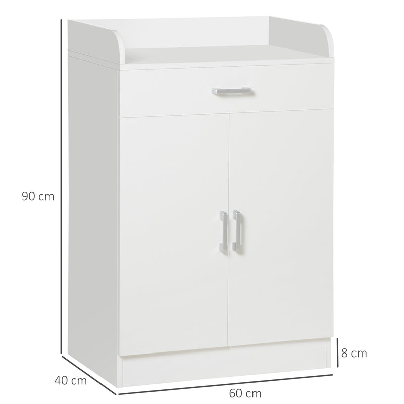 HOMCOM Modern Storage Cabinet, Small Floor Cupboard with Drawer Shelf White