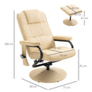 HOMCOM Massage Recliner Chair Cushioned Ottoman 10 Point Vibration Cream