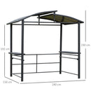 Outsunny BBQ Patio Canopy Gazebo with Interlaced Polycarbonate Roof 2 Shelves