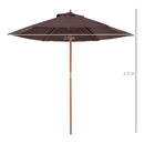 Outsunny 2.5m Wood Garden Parasol Sun Shade Patio Outdoor Wooden Umbrella Canopy