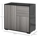 HOMCOM Side Cabinet with 2 Door Cabinet and 2 Drawer for Home Office Grey Black