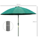 Outsunny 2.6m Round Curved Adjustable Parasol Sun Umbrella Metal Pole Green