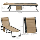 Outsunny Lounger Folding Reclining Camping Bed 5-position Adjustable Beige