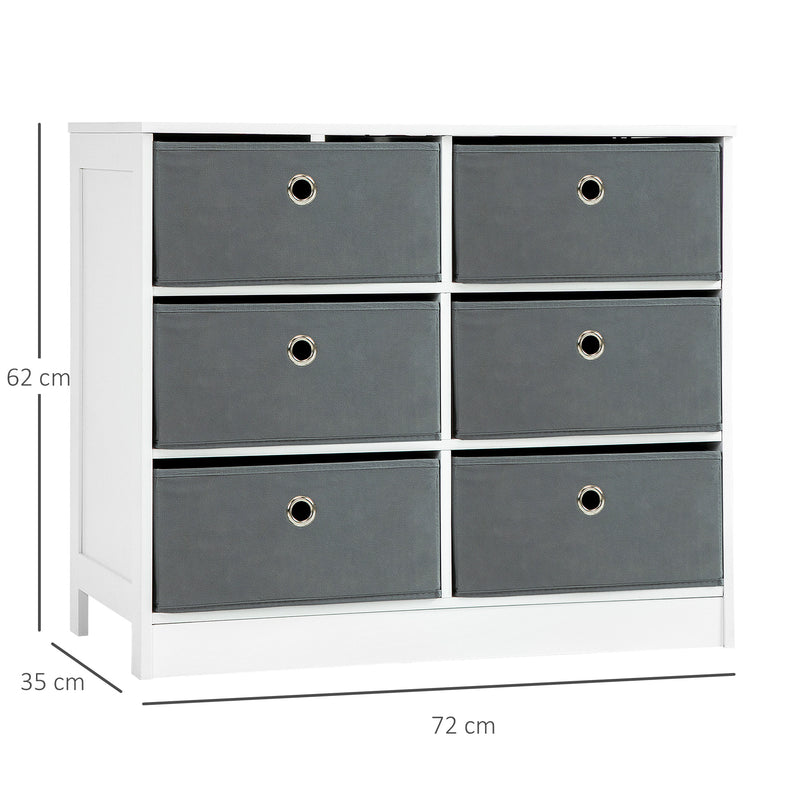 HOMCOM Chests of Drawer Fabric Dresser Storage Cabinet w/ 6 Drawers for Bedroom