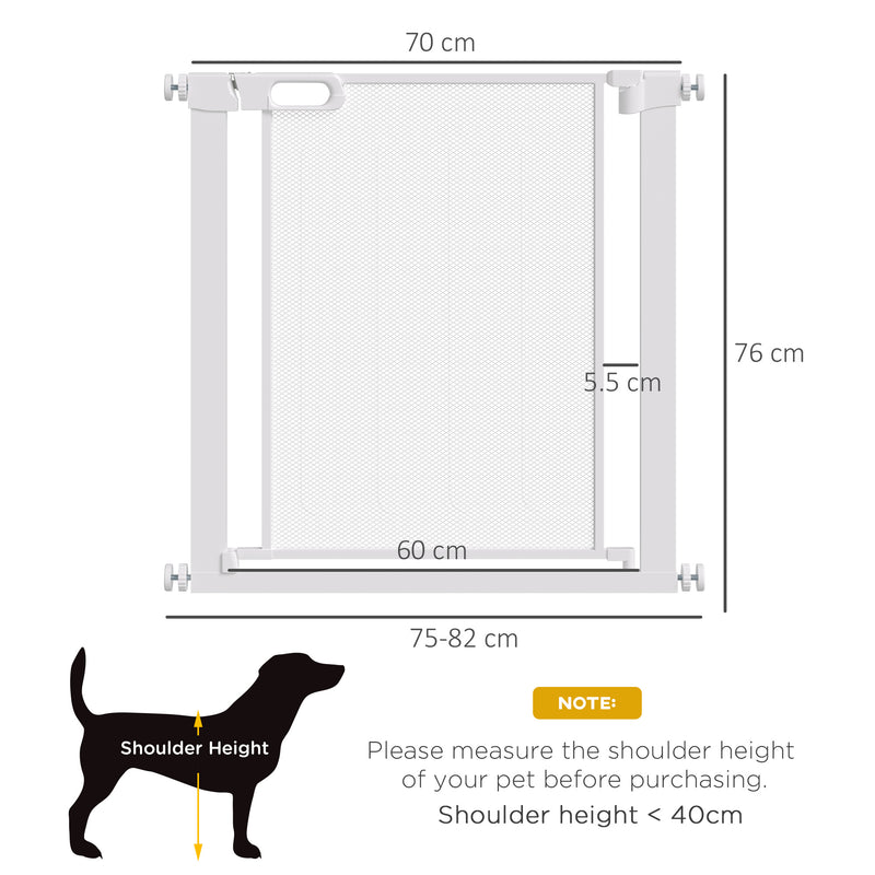 PawHut Pressure Fit Safety Gate for Stairs w/ Auto Close 75-82 cm - White