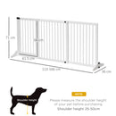PawHut Wooden Freestanding Pet Gate Adjustable w/ Door Lock Safe Barrier White