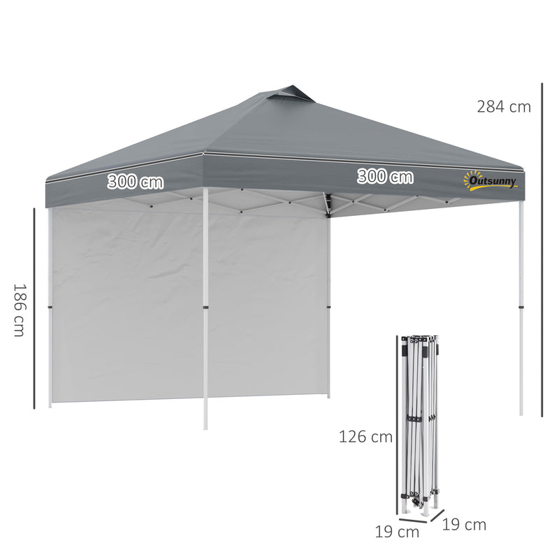 3x3 tent in cm Outsunny 3x3(M) Pop Up Gazebo Canopy Tent w/ 1 Sidewall Carrying Bag G