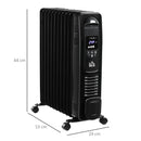 HOMCOM 2720W Oil Filled Portable Radiator Heater W/ Remote Control - Black