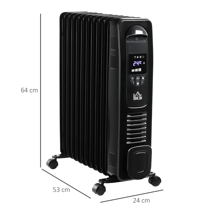 HOMCOM 2720W Oil Filled Portable Radiator Heater w/ Remote Control - Black