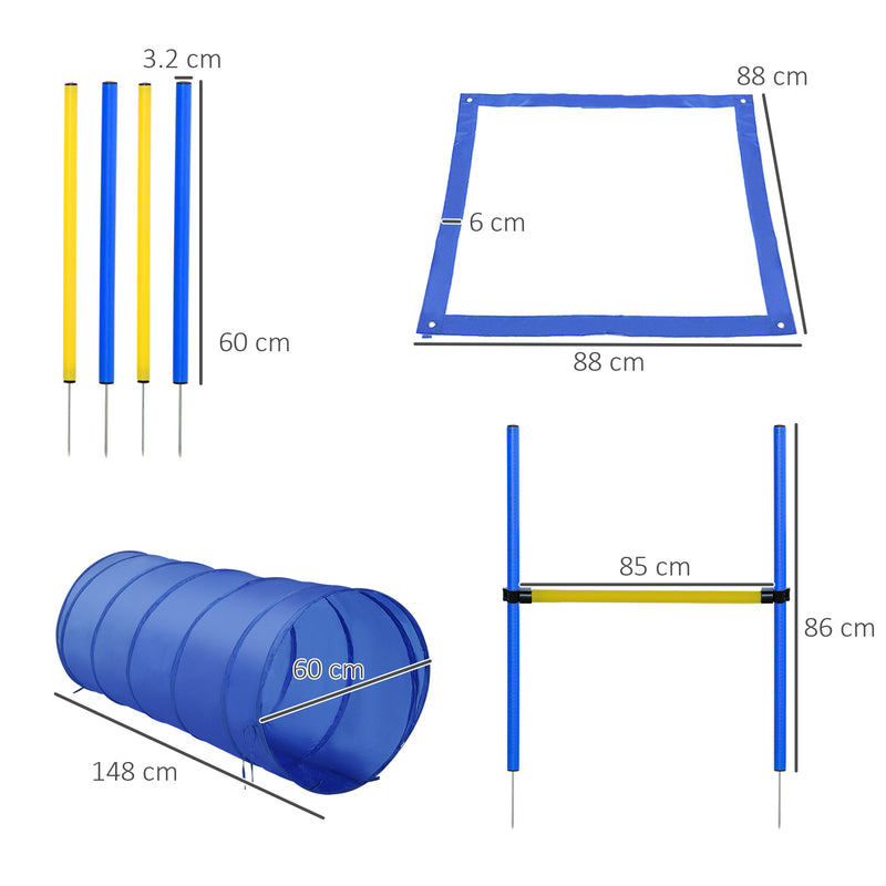 PawHut Pet Agility Training Equipment Dog Play Run Jump (Poles + Hurdle + Tunnel