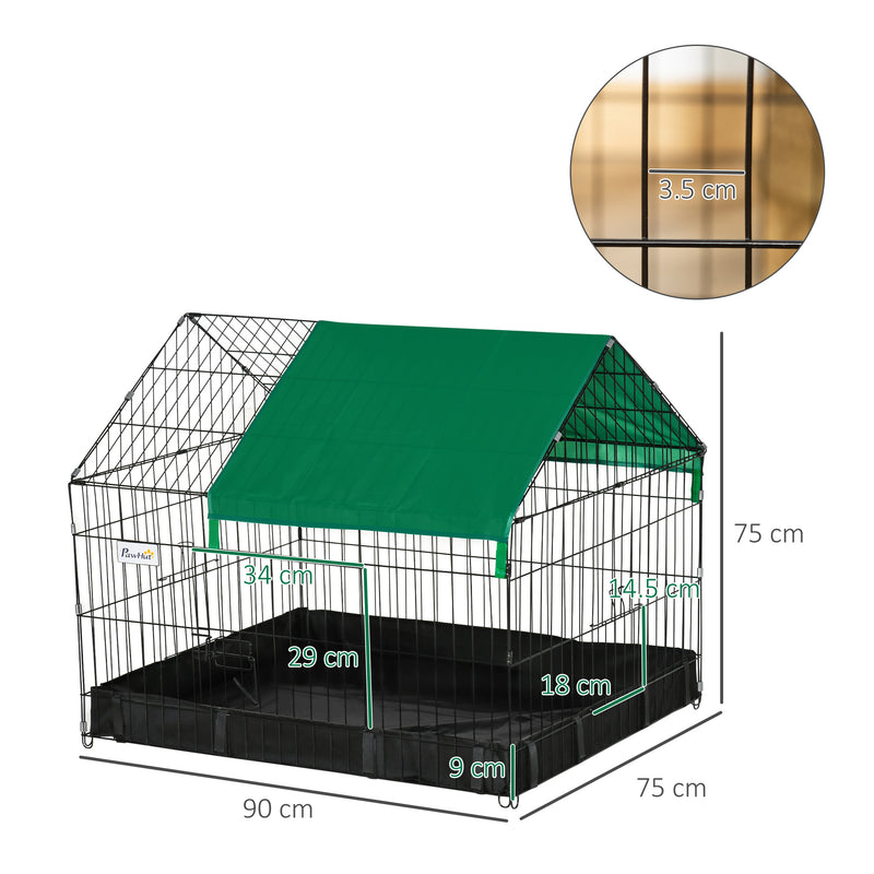 PawHut Rabbit Cage Guinea Pig Small Animal Playpen Water Proof Roof 90x75x75 cm