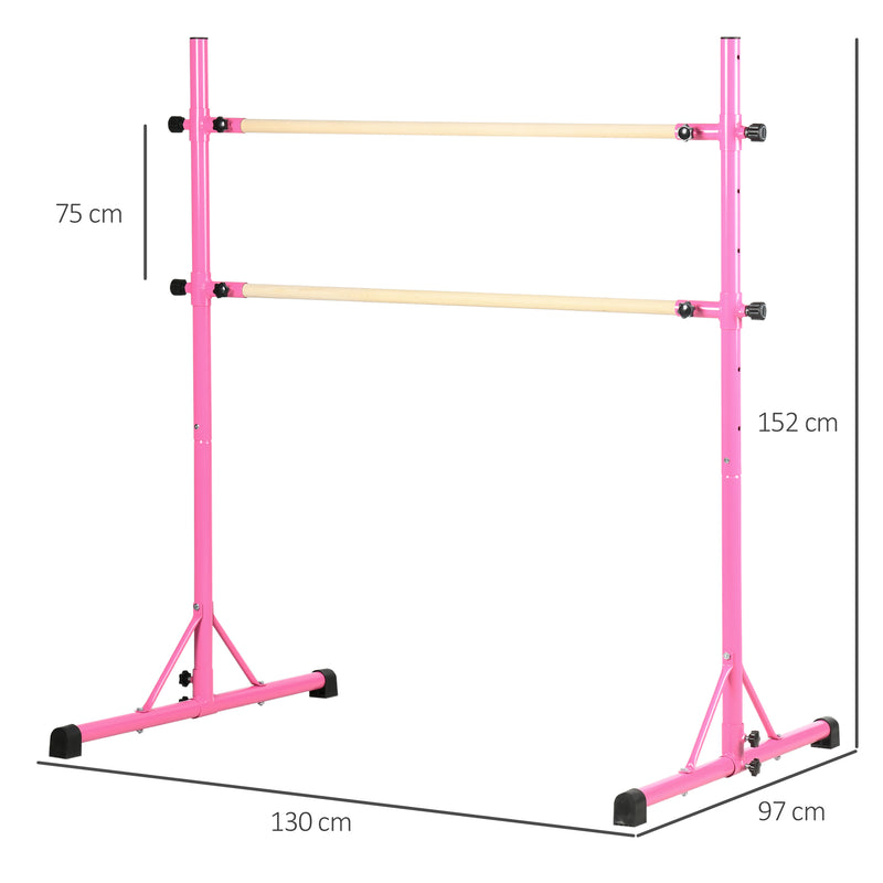 HOMCOM Freestanding Ballet Barre, Height Adjustable Ballet Bar for Home, Studio