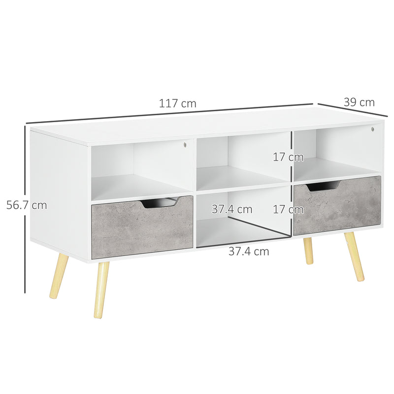 HOMCOM 50" TV Cabinet Stand Entertainment Center w/ Drawers Shelves, Light Grey