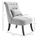 HOMCOM Fabric Single Sofa Armchair Upholstered w/Pillow Wood Leg Livingroom Grey