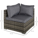 Outsunny Rattan Corner Sofa Garden Rattan Furniture Single Sofa Chair Dark Grey