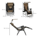 Outsunny Zero Gravity Lounger Chair, Folding Camping Reclining Chair, Brown