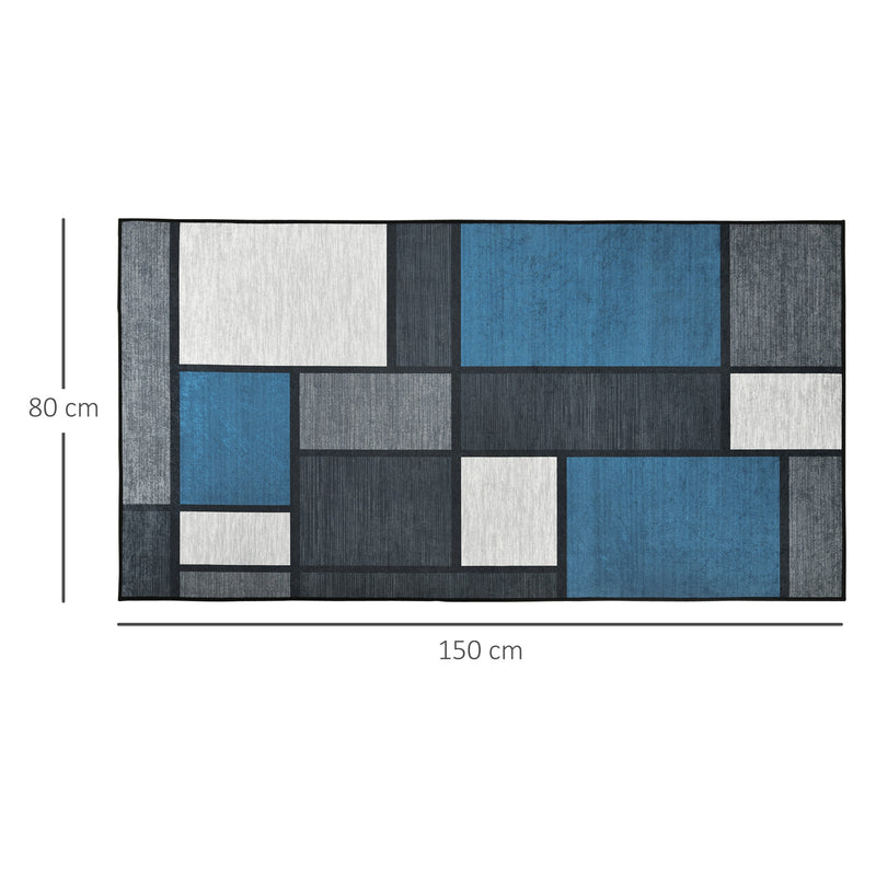 HOMCOM Boho Geometric Blue Area Rugs for Bedroom, Home Large Carpet, 80x150 cm
