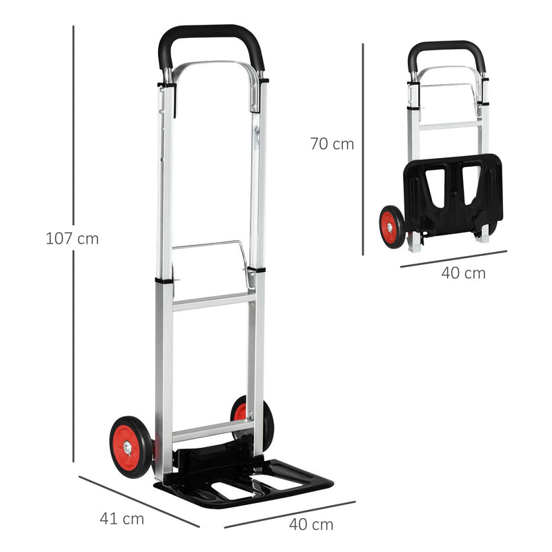 DURHAND Folding Trolley on Wheel Hand Truck w/ Extended Handle for Moving Travel