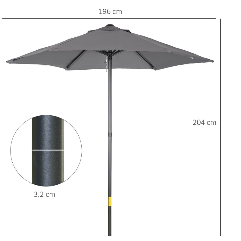 Outsunny 2m Parasol Patio Umbrella, Outdoor Sun Shade with 6 Ribs Dark Grey