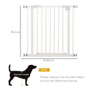 PawHut 74-80cm Adjustable Metal Pet Gate Safety Barrier w/ Auto-Close Door White