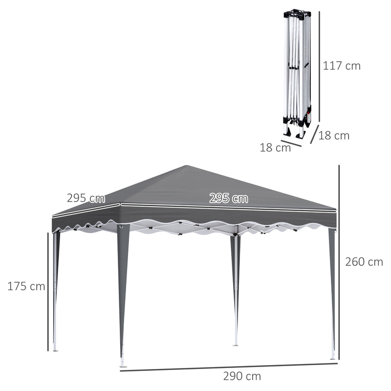 3x3 tent in cm Outsunny 3x3(m) Pop Up Gazebo Marquee Tent for Garden w/ Carry Bag Gre