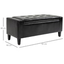 HOMCOM 40x90cm PU Leather Storage Ottoman Bench Wood Frame w/ Tufting Feet Black