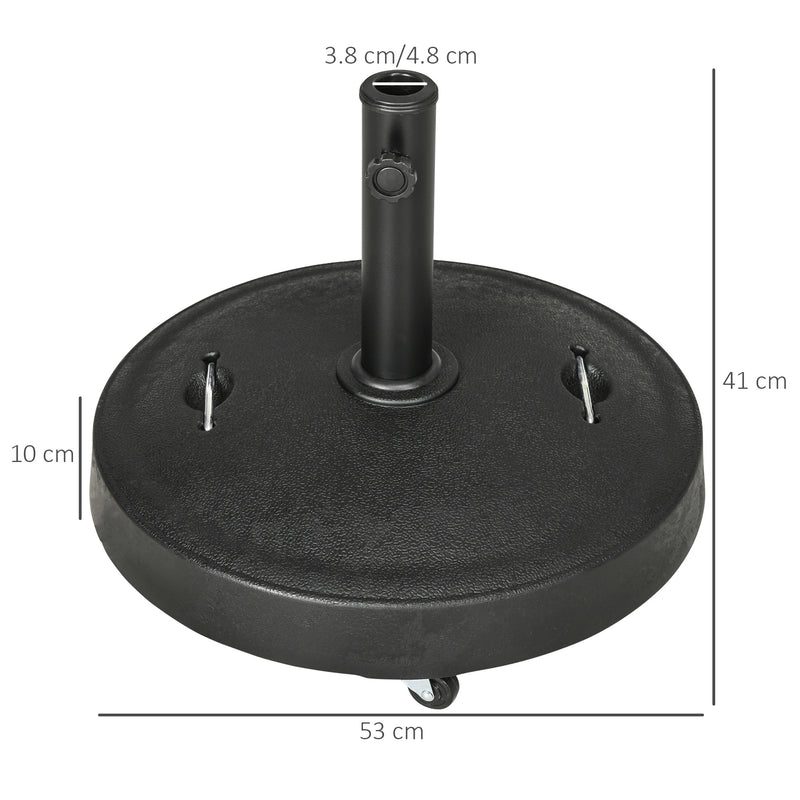 Outsunny 23.5kg Round Resin Garden Parasol Base for Poles of 38mm-48mm