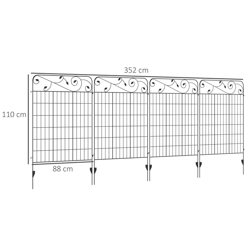 Outsunny Decorative Garden Fencing 4PCs 43in x 11.5ft Metal Border Edging