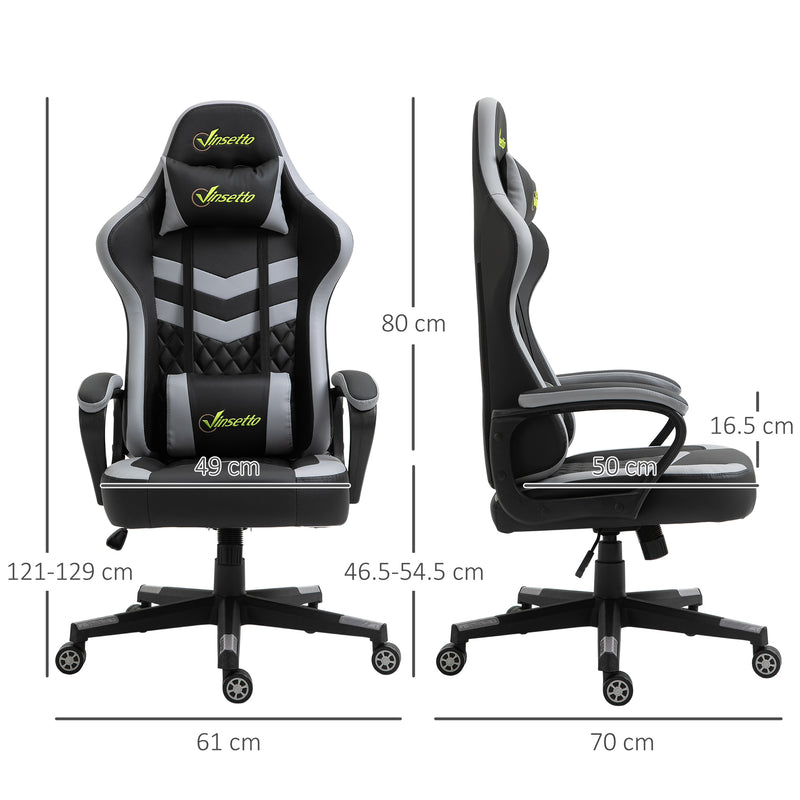Vinsetto Racing Gaming Chair w/ Lumbar Support, Gamer Office Chair, Black Grey
