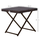 Outsunny Folding Square Rattan Coffee Table w/ Steel Frame Bistro Garden Brown