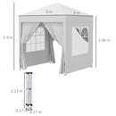Outsunny 2mx2m Pop Up Gazebo Party Tent Canopy Marquee with Storage Bag White
