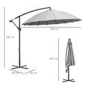 Outsunny 3(m) Cantilever Shanghai Parasol w/ Crank Handle, Cross Base, Grey
