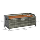 Outsunny Patio PE Rattan Wicker Storage Bench Box with Natural Wood Top Lid
