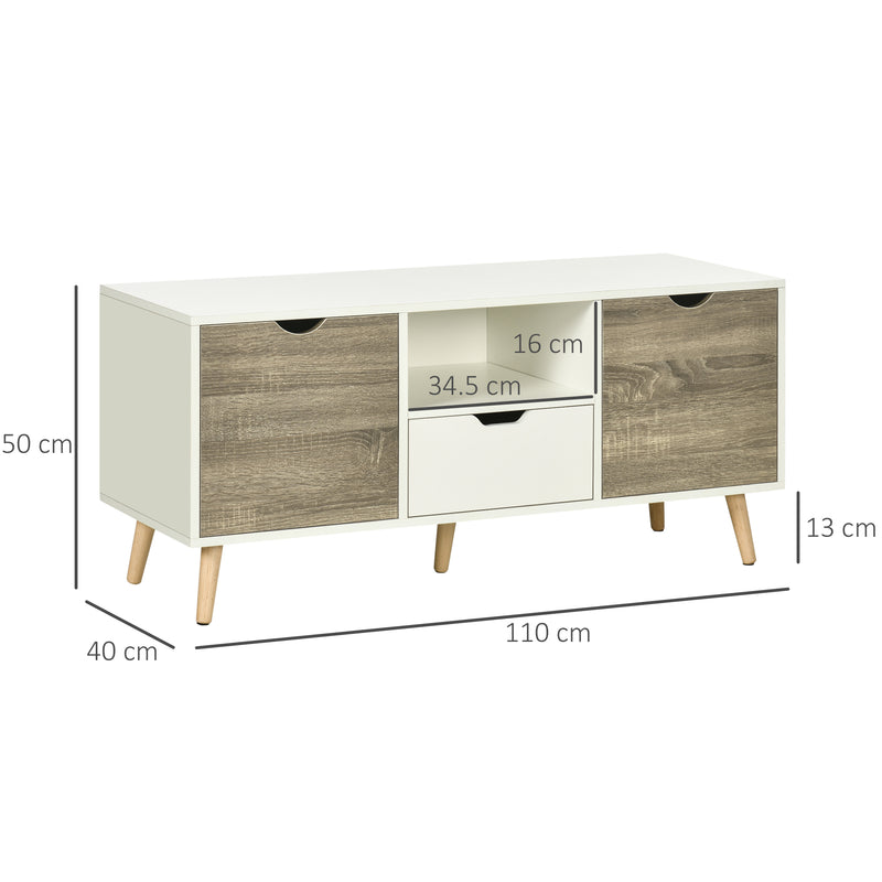 HOMCOM TV Cabinet Entertainment Centre w/ Storage Cabinet and Drawer, Grey